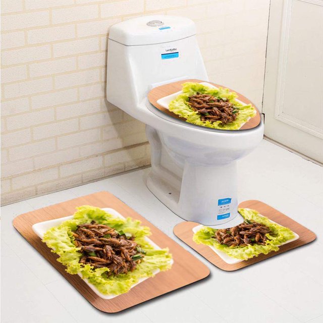ABPHQTO Insectos fritos Juego de alfombras de baño de 3 piezas Alfombra de baño Alfombra de contorno y tapa de inodoro ABPHQTO Cont-CHAPPLE-17319