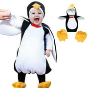 Penguin Costume For Baby Boys Girls Hooded Romper Tops+Socks Halloween Cosplay Dress Up Outfit