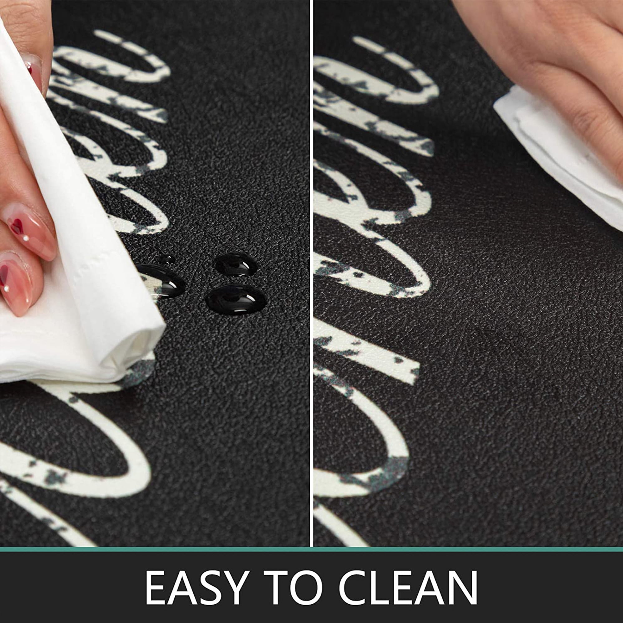 Findosom 2pcs Anti-Fatigue Kitchen Rugs Set Non Slip Waterproof Kitchen Runner Rug and Mat 0.4" Thickness Comfort Standing Mat for Kitchen, Floor, Office, Sink, Laundry 18"x47"+18"x30" Black