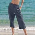 thumbnail image 1 of CFLVAEK Going Out Capri Pant with Pocket for Women Baggy Solid Ruched Beach Pant Flowy Fall Casual Straight Pedal Pushers Lightweight Mid Rise Wide Leg Pants, 1 of 6