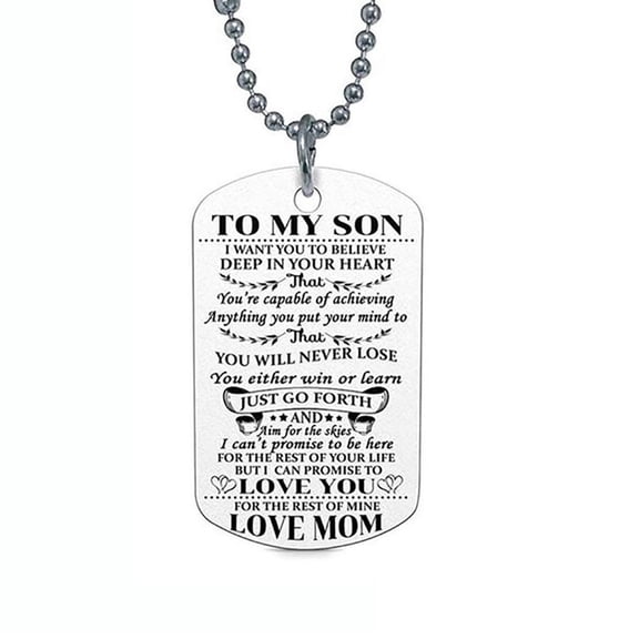 Clearance! EQWLJWE To My Son Bracelet Customized Dog Tag Necklace with Watch Adjustment Tool Stainless Steel Link Wristband Teens Gift for Birthday Christmas Graduation from Mom to Son