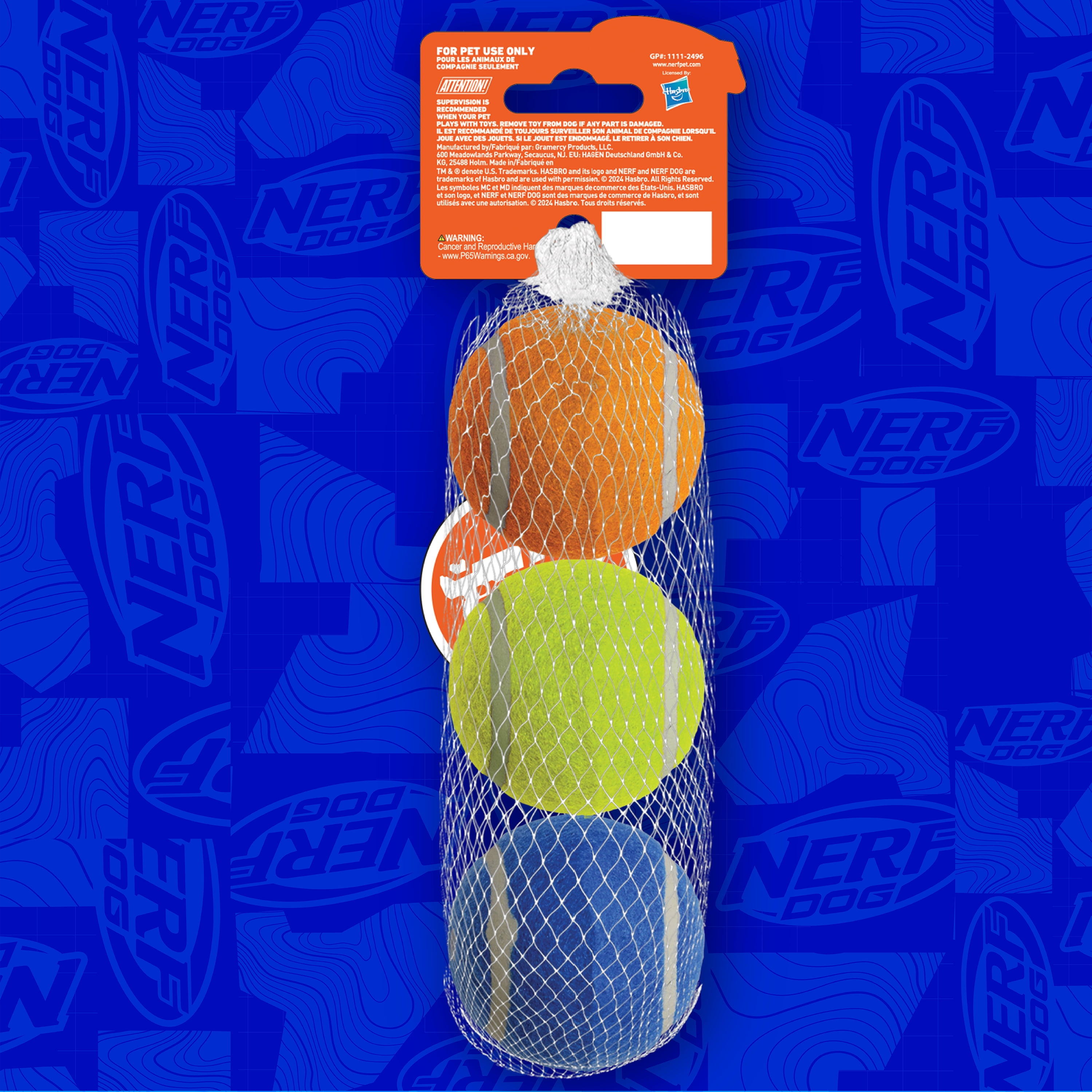 Nerf Dog Squeak Tennis Ball Dog Toy, 2.5 inch, 3 Pack