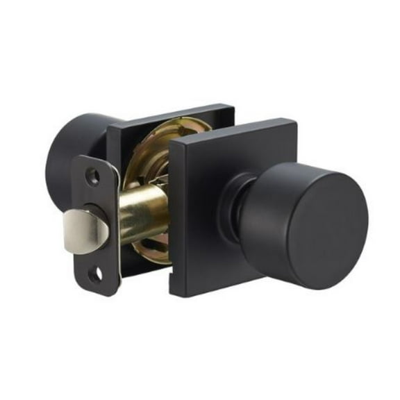 Delaney Brookhaven Passage Door Knob in Matte Black with Square Trim