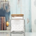 thumbnail image 3 of YAOMOBB Airtight Glass Jar Vintage Pattern Glass Storage Jar Bamboo Lid Large Capacity Kitchen Storage Container Good Sealing, 3 of 7