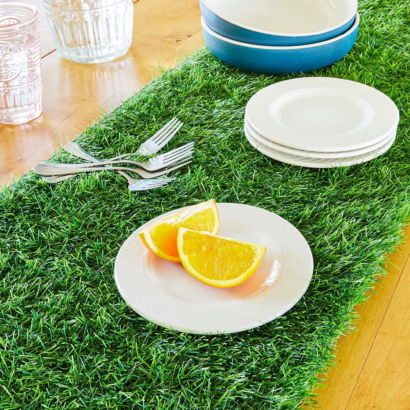  Artificial Grass Table Runner 14x48 Inch, Green Tabletop Decor  for Wedding, Birthday Party, Banquet, Baby Shower : Home & Kitchen