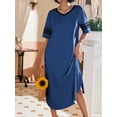 thumbnail image 2 of Avidlove Women's Nightgowns Long Sleepshirt Short Sleeve Oversized Nightdress Sleepwear V Neck Houese Dress Loungwear, 2 of 8