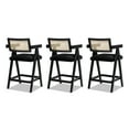 thumbnail image 3 of Jennifer Taylor Home Milan 25.5" Modern Resin Webbing Back Bar Stool with Arms, Set of 3, Ebony Black Boucle, 3 of 9