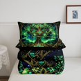 thumbnail image 5 of Homewish Astrology Nature Tree Queen Comforter Set,Botanical Design Comforter Sets Queen,Gold Green,Black Reversible,3pcs,1 Comforter and 2 Pillowcases, 5 of 7