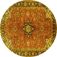 thumbnail image 1 of Ahgly Company Machine Washable Indoor Round Medallion Yellow Traditional Area Rugs, 7' Round, 1 of 4