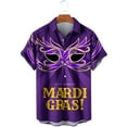 thumbnail image 5 of SDNall Mardi Gras Carnival Shirts for Men Hawaiian Shirt Carnival Printed Shirt Loose Shirt Short Sleeved Round Neck Mens Casual Button Down Shirts (Purple,Sizes:S-5XL), 5 of 9