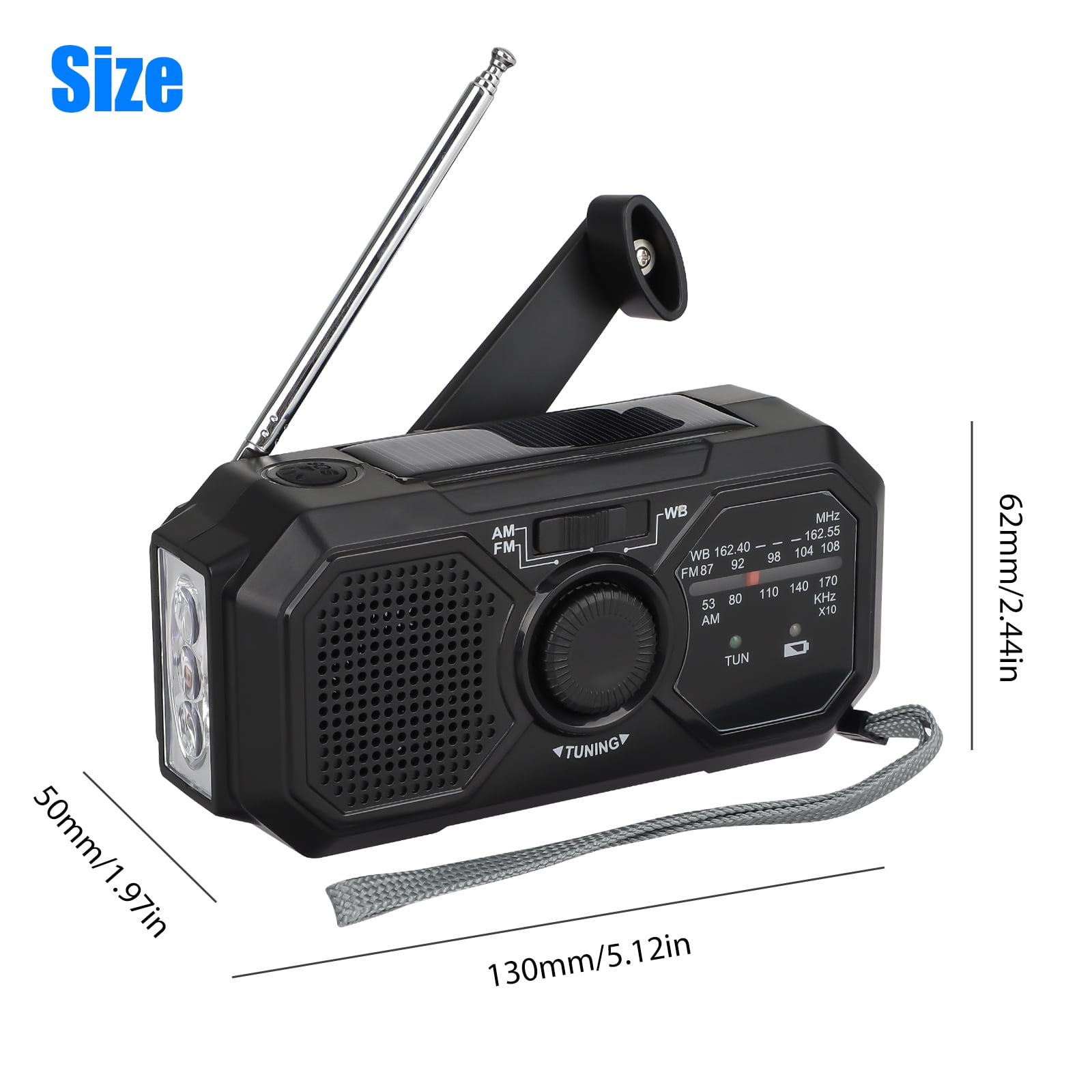 NOAA Weather Radio, Weather Radio NOAA Alert with LED Flashlight, 1200mAh Power Bank, SOS Alarm, FM AM SW Emergency Solar Hand Crank Radio for Camping, Hiking, Traveling