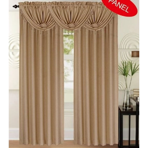 Luxury Home Textile Gold Leah Textured Curtain Panels, 54” x 84”