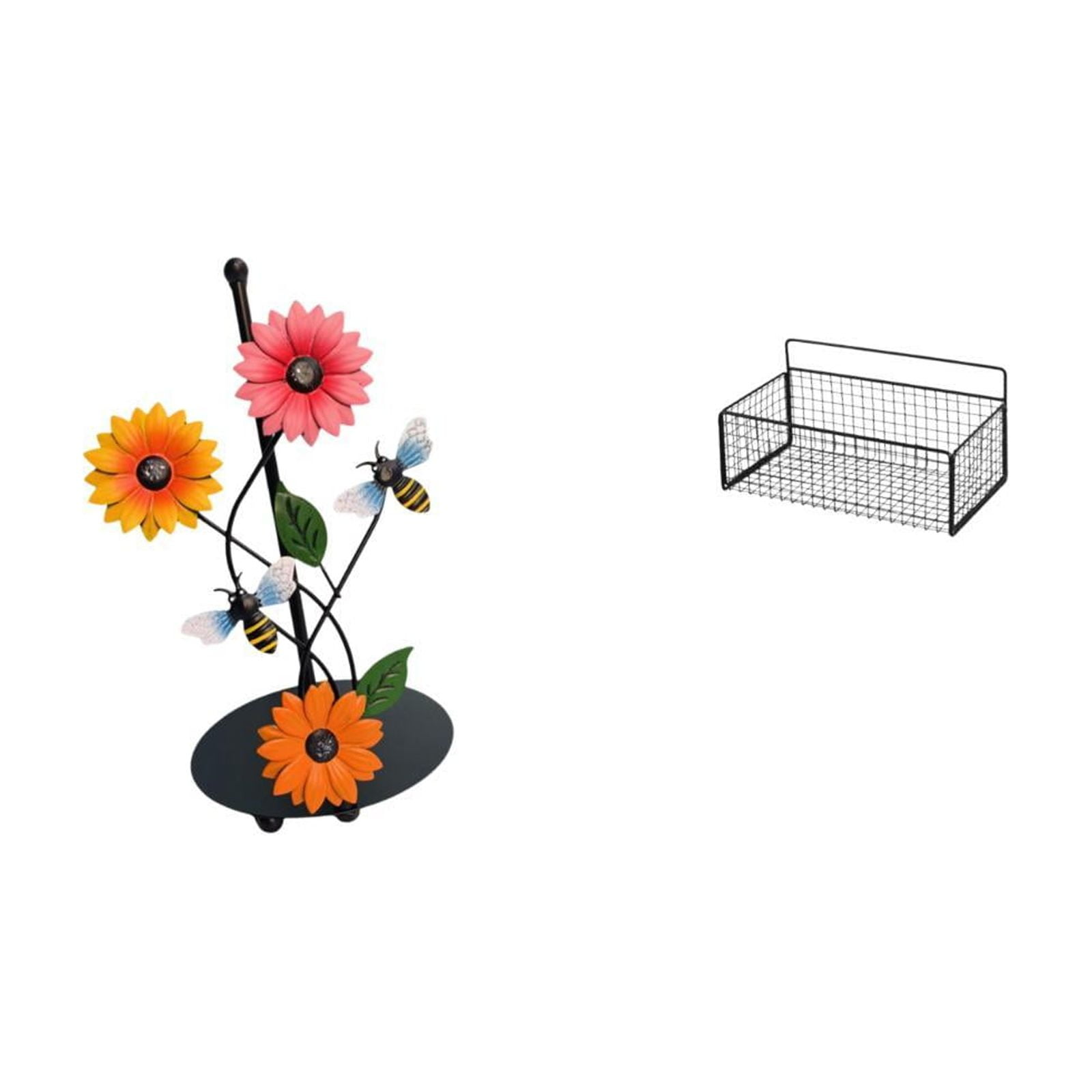 Fiocias Toilet Paper Holder Paper Towel Holder Countertop Hanging Storage Basket Wall Mounted Organizer Cabinet Iron Metal Wire Lightweight Antirust Sturdy Su