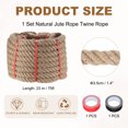 thumbnail image 2 of Uxcell 1.4 Inch x 75ft Heavy Natural Jute Rope Thick Twine Rope with 2 Roll Tapes for Crafts Railing Docks Tug of War Swing Nautical Landscaping, 2 of 6