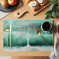 thumbnail image 2 of Placemat Set of 6 White Tree Branch Placemats for Dining Table Ombre Green Painting Washable Table Mats for Kitchen and Party Decor Indoor & Outdoor Use, 2 of 8