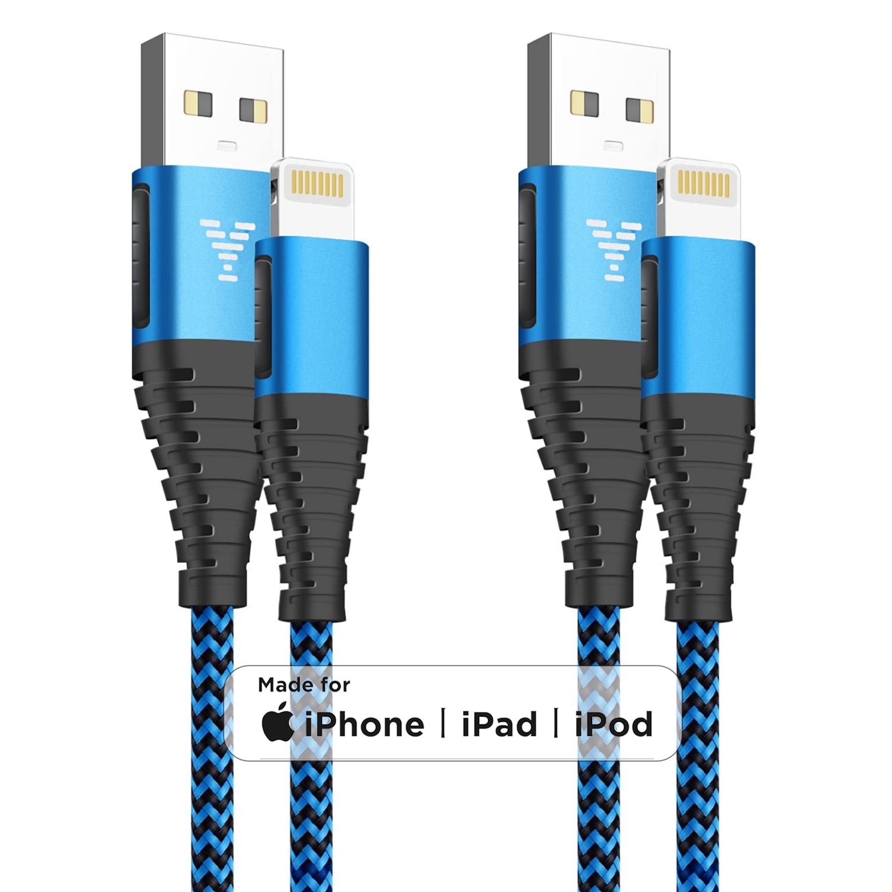 XUDUO 2 Pack iPhone Charger Cord 10ft, Nylon Braided 3A Fast Charging Cable Compatible with iPhone 14/13/12/11, Blue