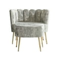 thumbnail image 3 of Castle Place Modern Luxury Upholstered Velvet Chair with Stool, Silver Grey, 3 of 6