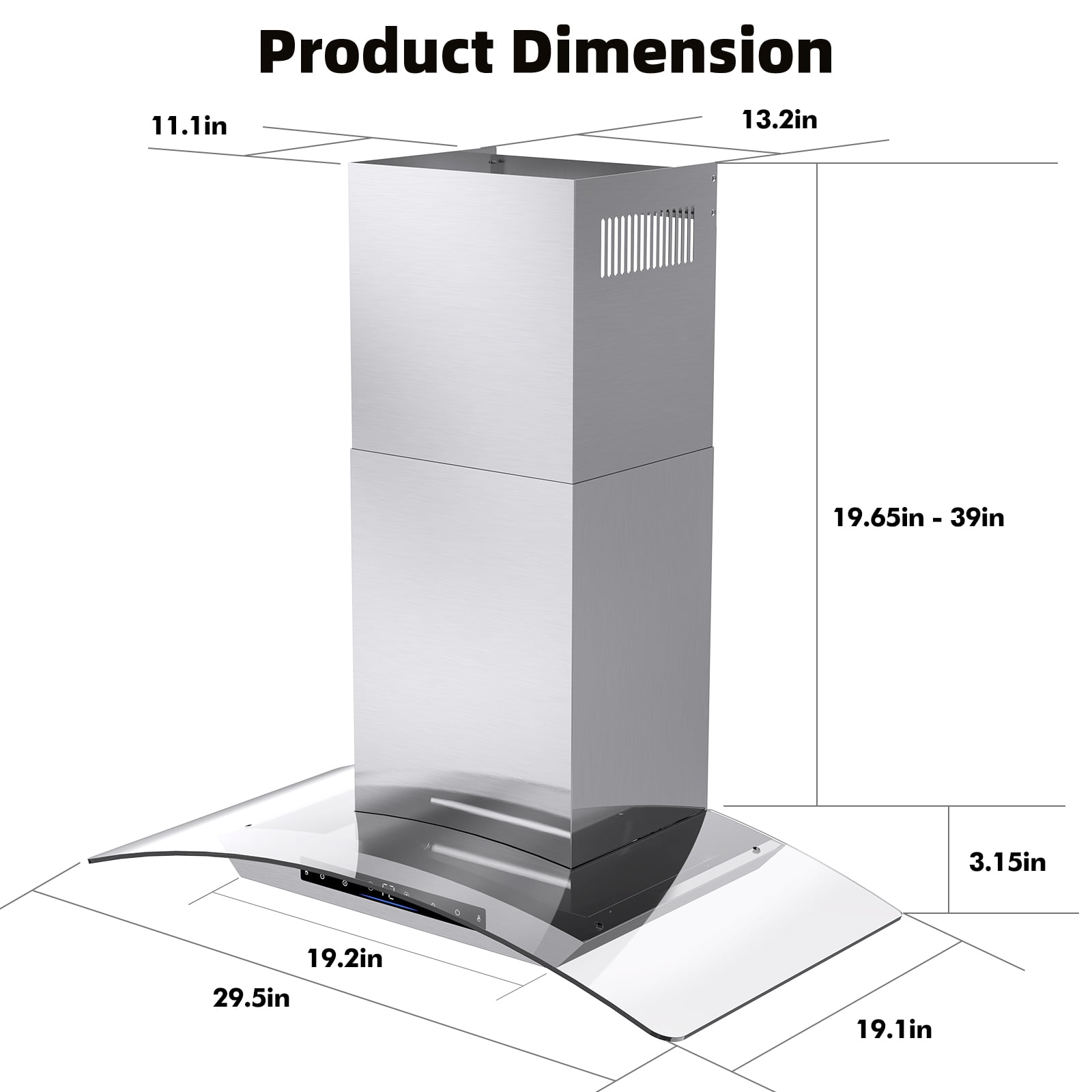 Wall Mount Range Hood 30 inch 900 CFM Stainless Steel Range Hood with LED Light and Remote Control