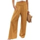 thumbnail image 3 of Txlixc Pantalones Largos Sueltos de Verano para Mujer, Pantalones de Pierna Ancha de Playa Fruncidos de Cintura Alta de Color Sólido Estilo Ocio con Bolsillo para Mujer Txlixc Estilo de ocio, 3 of 5