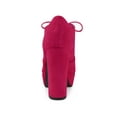 thumbnail image 4 of BLISSFUL STEP Women's Platform Block Heel Lace Up Booties Hot Pink 10, 4 of 8