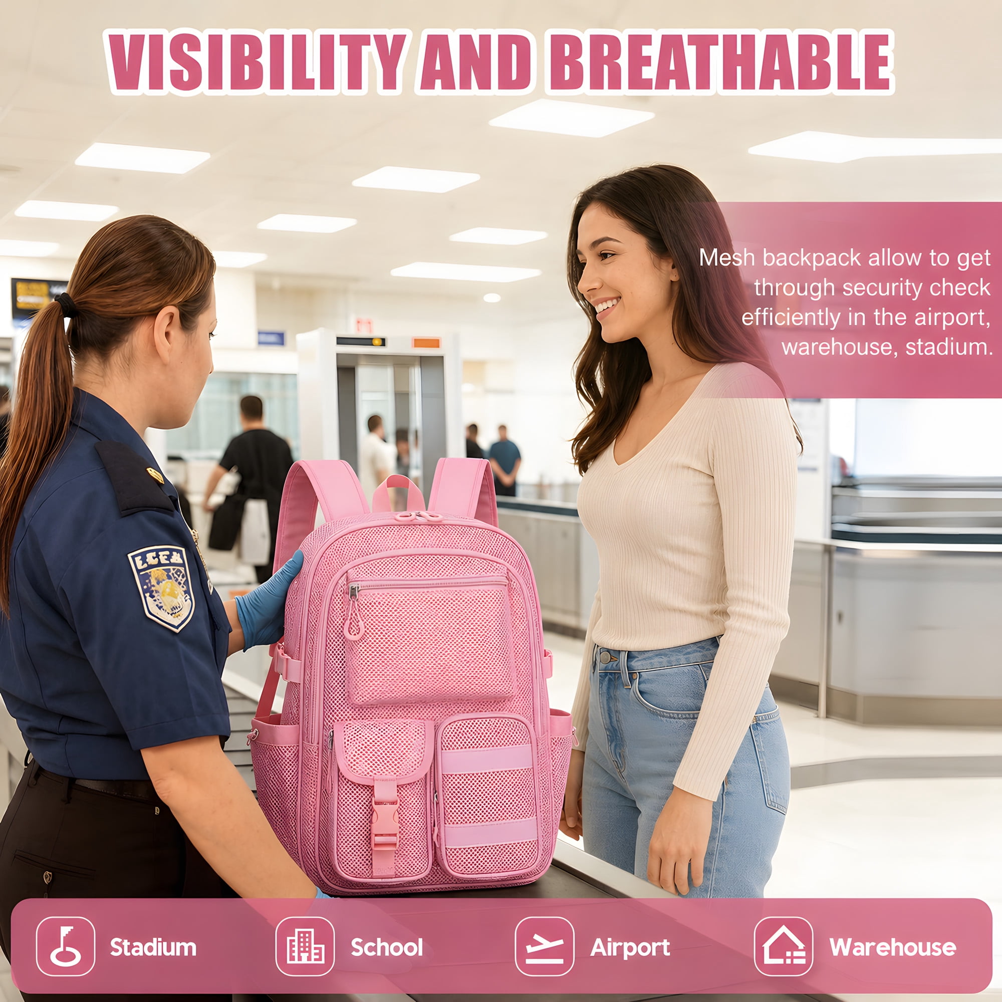 Soda Candy Heavy Duty Mesh Backpack See Through School Bookbag for School Swim Beach Travel