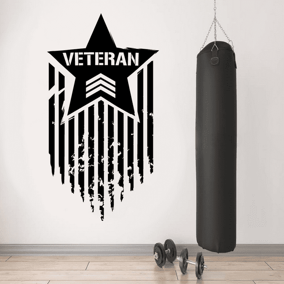 Veteran - Veteran Army Badge Silhouette Army Soldier Soldiers American Army Troops Vinyl Wall Art Sticker Wall Decal Home House Room Bedroom Kids Room Play Area Wall Design Décor Size (10x6 inch)