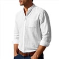 thumbnail image 1 of Camisa de y Algodón para Hombre, de Larga, Sin Cuello, Informal, con Botones, Transpirable, para Playa. XXL, 1 of 5