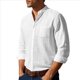 thumbnail image 1 of Camisa de y Algodón para Hombre, de Larga, Sin Cuello, Informal, con Botones, Transpirable, para Playa. M, 1 of 5