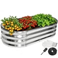 thumbnail image 1 of 4 x 2 x 1ft Galvanized Metal Raised Garden Bed,Oval Steel Planter Boxes Kit with Open Bottom for Vegetables, Herbs, Flowers,Weather-resistant and Rust-Proof, 1 of 9