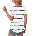 thumbnail image 3 of MIUOWANP Women's Puff Long Sleeve Shirts Women's Spring/Summer Striped Round Neck Sleeve Short Sleeve Top T-shirt White L, 3 of 4