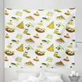 thumbnail image 1 of Pizza Tapestry, Mediterranean Cuisine Themed Continuous Dish Pattern Italian Food Cartoon Art, Fabric Wall Hanging Decor for Bedroom Living Room Dorm, 5 Sizes, White Multicolor, by Ambesonne, 1 of 1