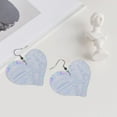 thumbnail image 6 of Leather Dangle Earrings Holographic Iridescent Color Wrinkled Foil Heart Shape Love Print Earrings For Women, 6 of 7