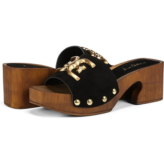 Sam Edelman Francina Black Platform Slip On Slide Block Heeled Mules Sandals (BLACK, 5)