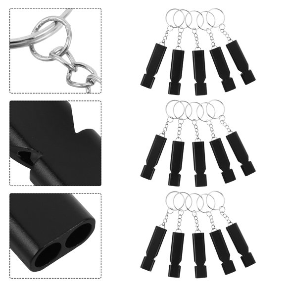 Luxshiny 15Ud Silbato Aluminio Supervivencia Múltiple Señal Alta Decibel Portátil Con Llavero Negro