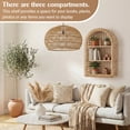 thumbnail image 5 of 20'' X 12'' 3 Tier Rattan Wall Shelf Boho Arch Hanging Shelves Arched Mounted Wicker Decorative Farmhouse Handcraft Floating Storage Display Rack For Bathroom Living Room Decor, 5 of 6