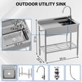thumbnail image 4 of Luku Stainless Steel Sink, Free Standing Stainless-Steel Single Bowl with Workbench, Utility Sink with Hot & Cold Hoses, NSF Certified (39 IN), 4 of 8