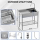 thumbnail image 4 of QinaQin Fregadero utilitario independiente de acero inoxidable, tarja comercial para exterior con mesa de trabajo, ideal para garaje, lavandería, restaurante o baño, 4 of 8