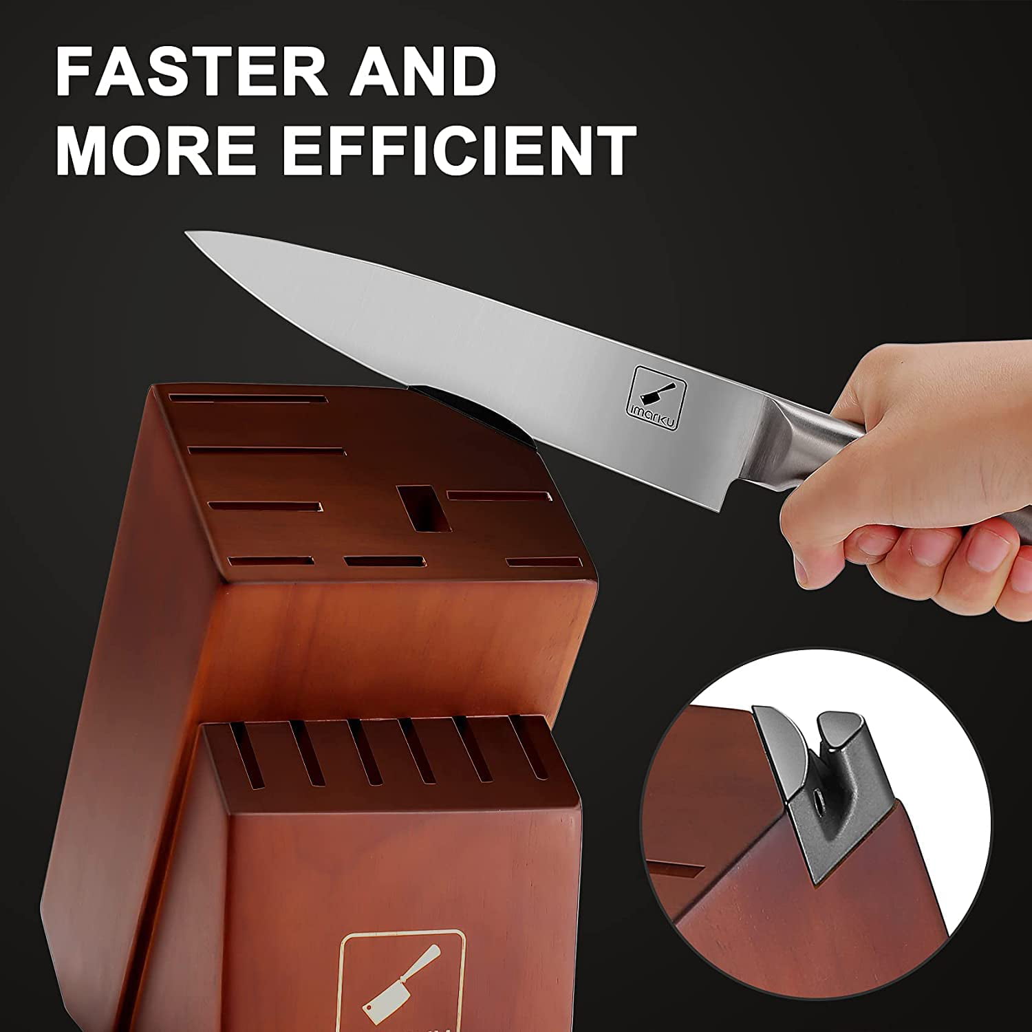 imarku  15-Pieces Knife Sets High Carbon German Steel with Block Built-in  Sharpener 