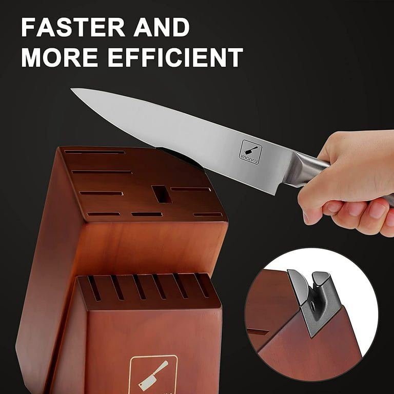 imarku | 15-Pieces Knife Sets High Carbon German Steel with Block Built-in Sharpener, Size: KS0139