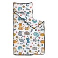 thumbnail image 2 of Multicolor Cat and Yarn White Pattern Teens Toddler Nap Mat with Pillow, Sleeping Mat Bag for Preschool Daycare 50"x20", 2 of 6