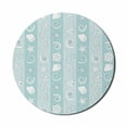 thumbnail image 1 of Nautical Mouse Pad for Computers, Marine Theme Sea Animals Fishes Shells on Striped Blue Background, Round Non-Slip Thick Rubber Modern Gaming Mousepad, 8" Round, Baby Blue Pale Blue, by Ambesonne, 1 of 2