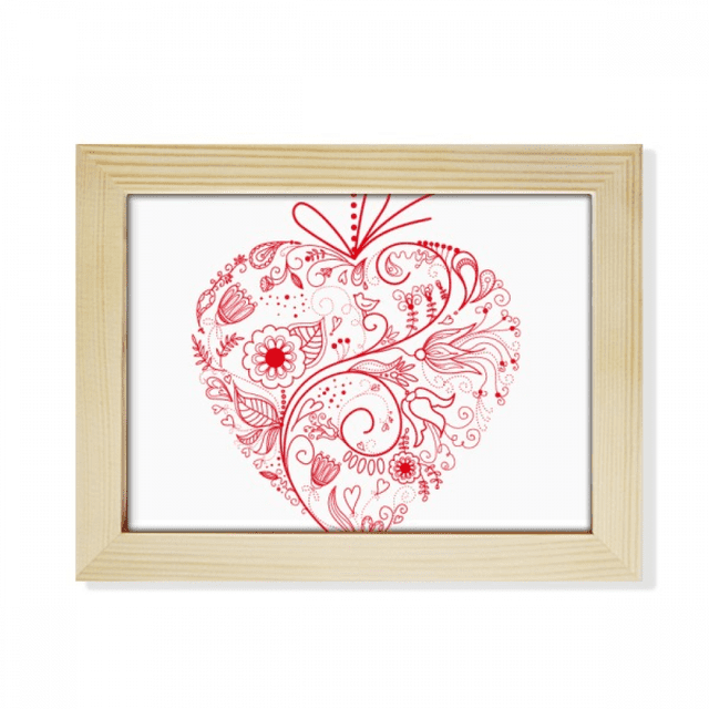 Flores de vides de San Valentín Rojo Escritorio de madera Arte Pintura 6x8 pulgadas marco de foto foto