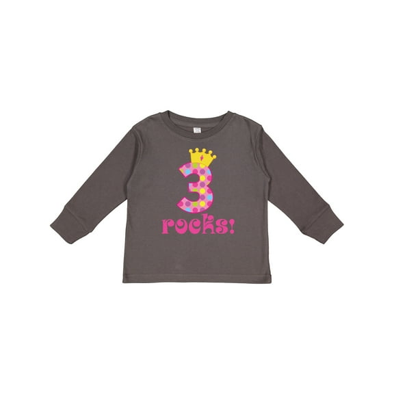 Inktastic 3rd Birthday Rocks Princess 3 Year Old Girls Long Sleeve Toddler T-Shirt