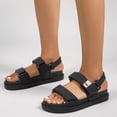 thumbnail image 1 of Sandalias de doble correa para mujer, cómodas sandalias de cuero con punta abierta, antideslizantes, suela gruesa, ajustables para vacaciones, 1 of 8