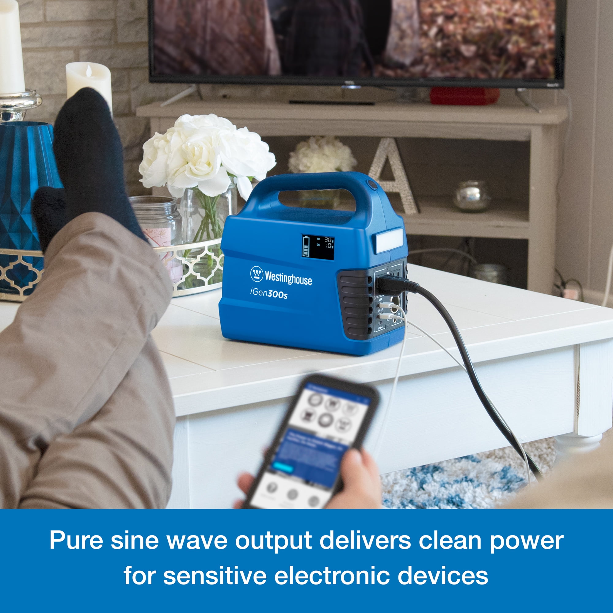 Westinghouse Portable Power Station 296Wh Lithium-Ion Battery, 600W Solar Generator, Pure Sine Wave