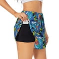 thumbnail image 2 of Haiem Hawaiian Style Women's 2 in 1 Running Shorts - Lightweight Athletic Workout Gym Yoga Breathable Sports Shorts Liner with Phone Pockets-X-Large, 2 of 9