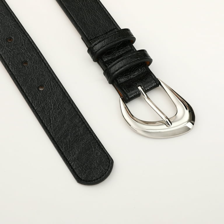 Faux Leather Belt with Silver Buckle for Women, Versatile Styling RISANTRY Women main image 2