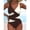 Brown and White, variant on Women's Floral Print One Piece Swimsuit, Tummy Control Ruched V Neck Bathing Suit with Adjustable Straps