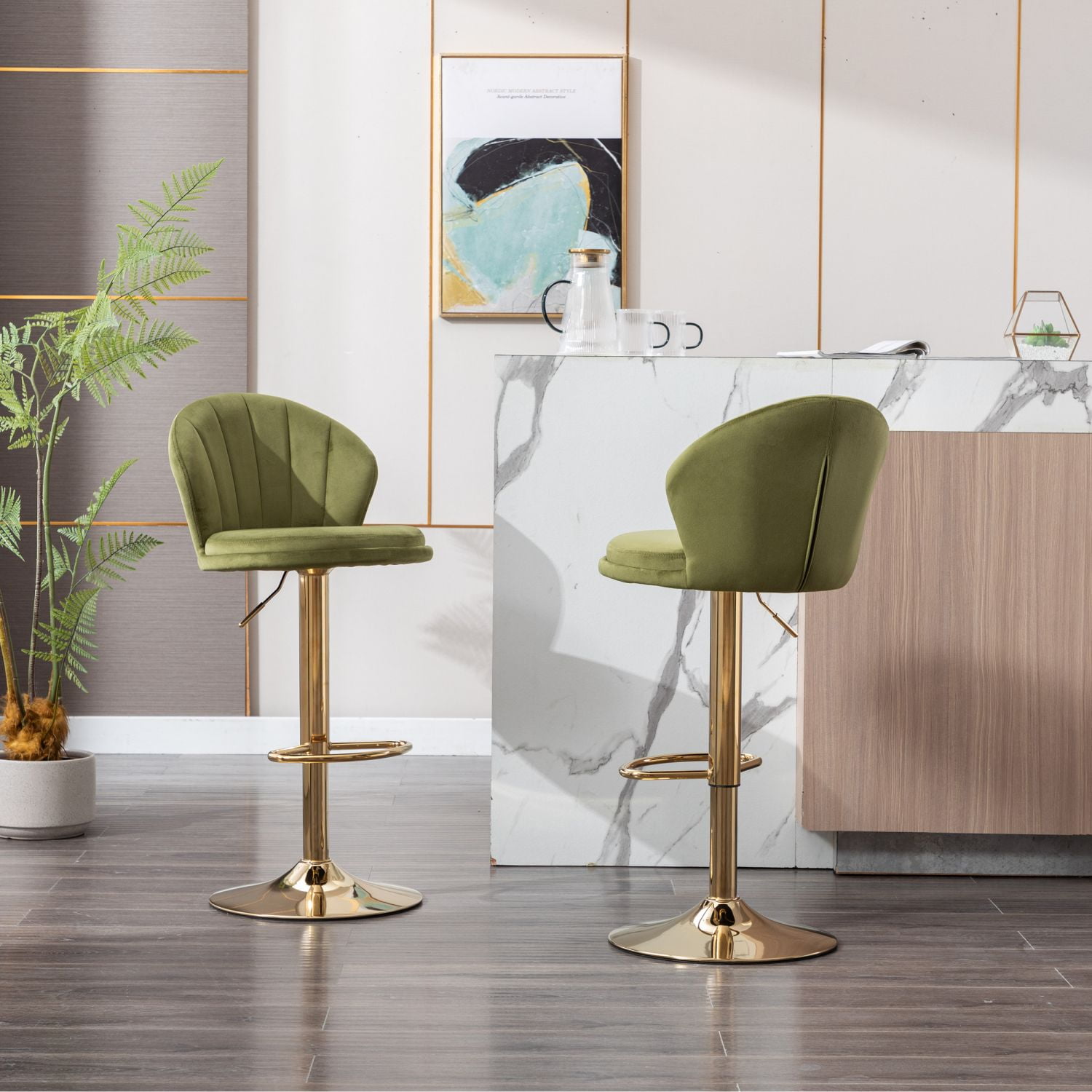 Bar Stools Set of 2, Adjustable Counter Height Swivel Barstools with