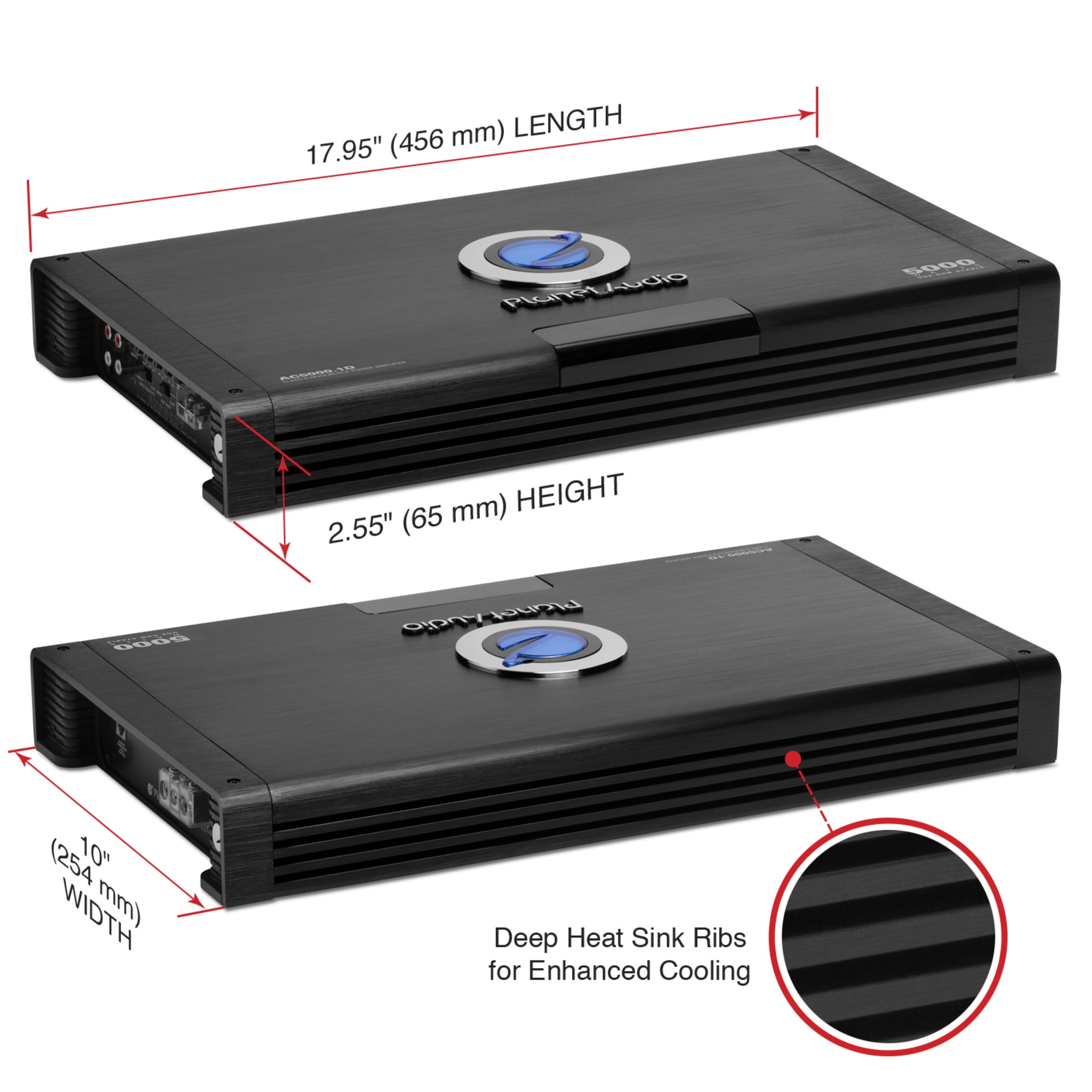 Planet Audio AC5000.1D Anarchy Series Class D Monoblock Car Amplifier - 5000 High Output, 1 Ohm Stable, Low Level Inputs, Low Pass Crossover, MOSFET Power